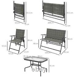 Outsunny Patio Furniture Set, Garden Set with Table, Foldable Chairs, a Loveseat