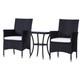 Outsunny Rattan Bistro Set Garden Chair Table Patio Outdoor, Black