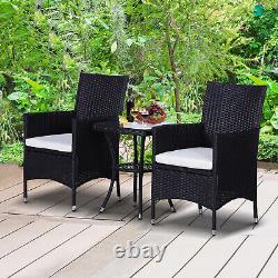 Outsunny Rattan Bistro Set Garden Chair Table Patio Outdoor, Black