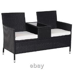 Outsunny Rattan Chair Garden Furniture Patio Companion Love Seat Table Black