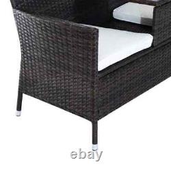 Outsunny Rattan Chair Garden Furniture Patio Companion Love Seat Table Brown