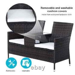 Outsunny Rattan Chair Garden Furniture Patio Companion Love Seat Table Brown