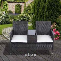 Outsunny Rattan Chair Garden Furniture Patio Companion Love Seat Table Brown