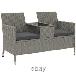 Outsunny Rattan Chair Garden Furniture Patio Companion Love Seat Table Grey