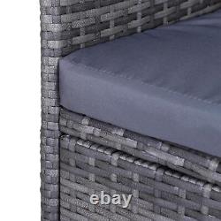 Outsunny Rattan Chair Garden Furniture Patio Companion Love Seat Table Grey