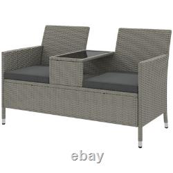 Outsunny Rattan Chair Garden Furniture Patio Companion Love Seat Table Grey