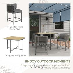 Outsunny Rattan Dining Set Garden Furniture Space-saving Cube Design Patio Grey