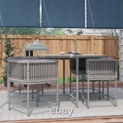 Outsunny Rattan Dining Set Garden Furniture Space-saving Cube Design Patio Grey