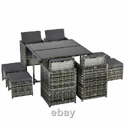 Outsunny Rattan Furniture Set Wicker Weave Patio Dining Table Seat Mixed Grey
