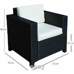 Outsunny Rattan Single Cube Chair Garden Furniture Sofa Patio Seater Black