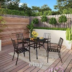 PHI VILLA Garden Dining Table and Chairs Patio Furniture Set Stackable Chairs