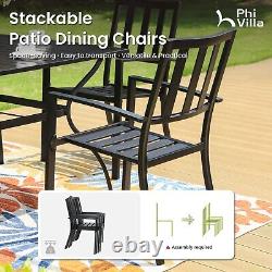 PHI VILLA Garden Dining Table and Chairs Patio Furniture Set Stackable Chairs