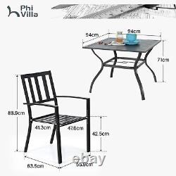 PHI VILLA Garden Dining Table and Chairs Patio Furniture Set Stackable Chairs