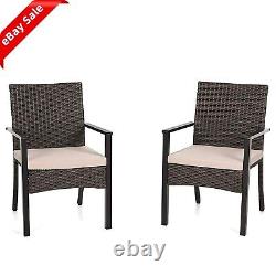 PHI VILLA Garden Furniture Patio Wicker Rattan Chairs with Cushion for Yard