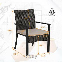 PHI VILLA Garden Furniture Patio Wicker Rattan Chairs with Cushion for Yard