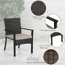 PHI VILLA Garden Furniture Patio Wicker Rattan Chairs with Cushion for Yard