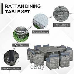 Patio 9 PCs Rattan Dining Table Chair Set Garden Wicker Cube Sofa Furniture