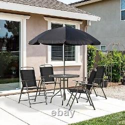 Patio Bistro Garden Dining Set Outdoor Furniture 4 Folding Chairs Table Parasol