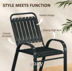 Patio Bistro Set 3 Piece Garden Furniture 2 Seater Metal Chairs Cafe Glass Table