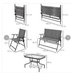 Patio Furniture Set, Garden Set with Table, Foldable Chairs, Loveseat