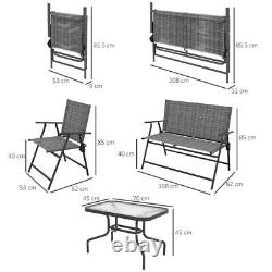 Patio Furniture Set, Garden Set with Table, Foldable Chairs, Loveseat