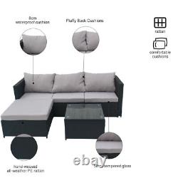 Patio Rattan Garden Furniture 4 Seater Outdoor Set Sofa with Table FREE RAIN COVER