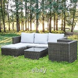 Patio Rattan Lounge Garden Furniture Set Chairs Table Outdoor + Pillow & Cushion