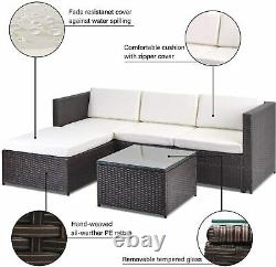 Patio Rattan Lounge Garden Furniture Set Chairs Table Outdoor + Pillow & Cushion