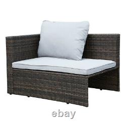 Patio Rattan Lounge Garden Furniture Set Chairs Table Outdoor + Pillow & Cushion