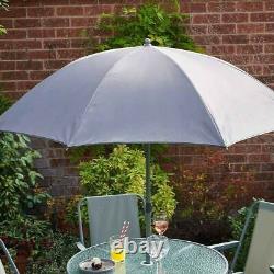 Patio Set 6 Piece Grey Summer Garden Furniture 4 Chairs + Parasol + Table