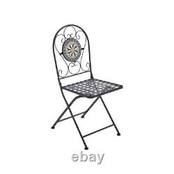 Patio Set Bistro Table and 2 Chairs Garden Furniture Mosaic Table Folding Chair