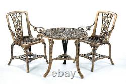 Patio Set Bistro Table and Chairs Garden Furniture Outdoor'Rose' Design Bronze