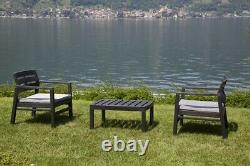 Patio Set Garden 3 Piece Furniture Set Of 2 Chairs 1 Coffee Table & Cushions