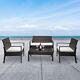 Patio Wicker Furniture Outdoor 4pcs Rattan Sofa Garden Conversation Chairs Set
