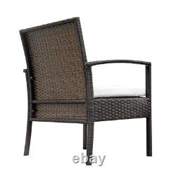 Patio Wicker Furniture Outdoor 4Pcs Rattan Sofa Garden Conversation Chairs Set