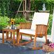 Patio Wooden Rocking Armchair Bistro Seat Home Garden Furniture Set With Table