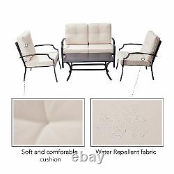 Peaktop 4-Piece Patio Furniture Garden Table & 3 Chairs Sofa Beige PT-OF0004-UK