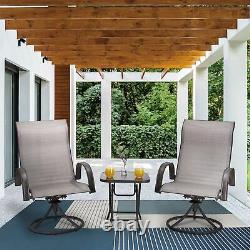Peaktop Patio Furniture Set Garden Table & 2 Chairs Grey Bistro Set PT-OF0003