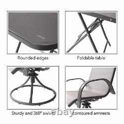 Peaktop Patio Furniture Set Garden Table & 2 Chairs Grey Bistro Set PT-OF0003