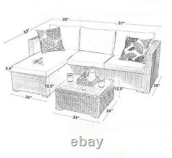 Phi Villa Rattan Premium Outdoor Patio Corner Garden Furniture Sofa Table Set