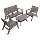 Plastic Garden Furniture Set 4 Pieces Outdoor Patio Furniture Chairs Sofa Table