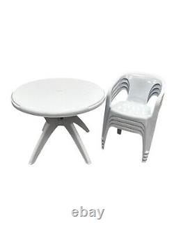 Plastic Patio Garden Furniture Set, Patio Table and Chairs 4 Chairs & 1 Table