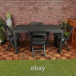 Plastic Rattan Patio Dining Table & Folding Chairs Outdoor Garden Furniture Sets