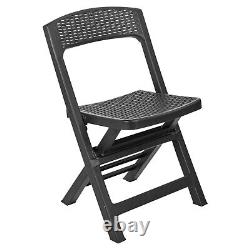 Plastic Rattan Patio Dining Table & Folding Chairs Outdoor Garden Furniture Sets