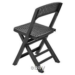 Plastic Rattan Patio Dining Table & Folding Chairs Outdoor Garden Furniture Sets