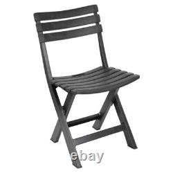 Plastic Rectangle Patio Dining Table & 6 Folding Chairs Outdoor Garden Furniture
