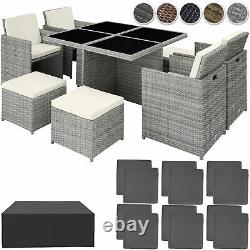 Poly Rattan Furniture Cube Set Dining Room Wicker 8 Seater Table Garden Patio