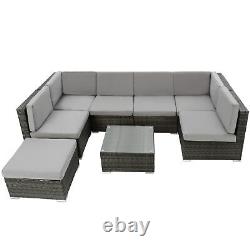 Poly Rattan Garden Furniture Lounge Set Seater Table Wicker Patio Balcony USED