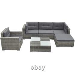 Poly Rattan Garden Furniture Lounge Set Sofa Table Chair Stool Cushions Patio