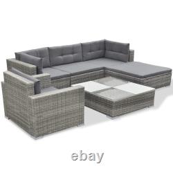 Poly Rattan Garden Furniture Lounge Set Sofa Table Chair Stool Cushions Patio